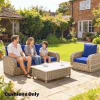 Outsunny Outdoor Chair Cushions Set of 4, Fade Resistant Patio Chair Cushions for Outdoor Furniture, 24" x 24", Navy Blue(m-6)