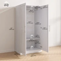 HOMCOM Wardrobe Cabinet with 2 Barn Doors and Hanging Rod, Farmhouse Armoire Wardrobe Closet for Bedroom, White Wood Effect(m-3)