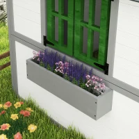 Outsunny Wooden Playhouse for Kids Outdoor with Door, Windows, Planter Pots and Boxes for Toddlers 3-8 Years, White(m-10)