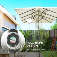 Outsunny Double-Sided Patio Umbrella Parasol with Tilt, Adjustable Height, Vents and 12 Ribs, for Garden, White(m-6)