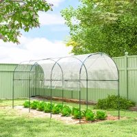 Outsunny Tunnel Tomato Greenhouse with 4 Hoops and Top Tap, Pointed Bottom and Guy Ropes, 157.5" x 48.4" x 67.3", Clear(m-8)