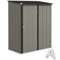 Outsunny 5' x 3' Outdoor Storage Shed, Steel Garden Shed with Single Lockable Door, Tool Storage Shed for Backyard, Grey(m-10)