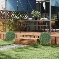 HOMCOM Artificial Plants Faux Lavender Set of 2, UV Protected Fake Plants with Ground Stakes for Indoor Outdoor Decor, Purple(m-8)