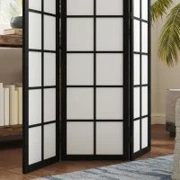 HOMCOM 3 Panel Room Divider, 5.6 ft Folding Wall Divider Room Partition for Home Office, Bedroom, Black(m-10)