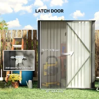 Outsunny 5' x 3' Outdoor Storage Shed, Steel Garden Shed with Single Lockable Door, Tool Storage Shed for Backyard, Grey(m-5)
