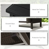 Outsunny Wicker Outdoor Storage Cabinet with Two Doors and Shelf for Outdoor Pool Towel Storage, Dark Coffee(m-7)