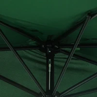 Outsunny 9.8ft Half Umbrella Semi Round Patio Parasol with Crank Handle, Top Vent for Garden, Balcony- NO BASE INCLUDED, Green(m-10)
