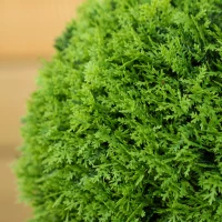 HOMCOM 43.3" Artificial Ball Cypress Topiary Tree, Fake Plant in Pot for Indoor Outdoor Living Room Green(m-9)