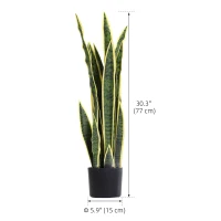 Outsunny 30" Artificial Snake Plant with 21 Leaves in Pot, Decorative Fake Plant for Home, Office, and Living Room, Green(m-3)
