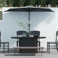 Outsunny 9.8ft Half Umbrella Semi Round Patio Parasol with Crank Handle, Top Vent for Garden, Balcony- NO BASE INCLUDED Dark Grey(m-9)