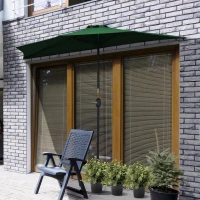 Outsunny 9.8ft Half Umbrella Semi Round Patio Parasol with Crank Handle, Top Vent for Garden, Balcony- NO BASE INCLUDED, Green(m-8)