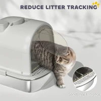 PawHut Enclosed Stainless Steel Litter Box, Metal Cat Litter Box with Scoop, Deodorizer Bag, Handle, Easy to Clean(m-5)