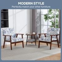 HOMCOM 2 PCS Modern Accent Chairs with Cushioned Seat, Upholstered Linen-Feel Armchair for Bedroom, Living Room, Multicolored(m-4)