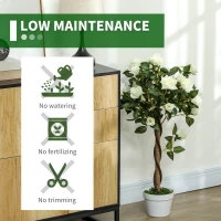 Outsunny 3FT Artificial Plant White Rose Floral Set of 2 in Pot, Fake Plant for Home Indoor Decor(m-6)