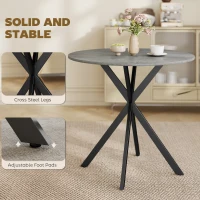 HOMCOM 31.5" Industrial Round Dining Table - Distressed Grey(m-6)