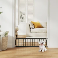 PawHut 26"-37" Dog Gate, Adjustable Pet Gate, Fits 10" Tall with 2 Extension, Pressure Mount Kit for Stairs and Doorways, Black(m-8)