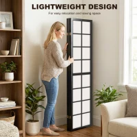 HOMCOM 6 Panel Room Divider, 5.6 ft Folding Wall Divider Room Partition for Home Office, Bedroom, Living Room, Black(m-6)