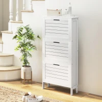 HOMCOM Modern Shoe Storage Cabinet with 3 Flip Drawers and Louvered Doors for 6 Pairs of Shoes, White(m-2)