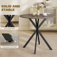 HOMCOM 31.5" Industrial Round Dining Table - Distressed Dark Brown(m-6)