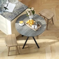 HOMCOM 31.5" Industrial Round Dining Table - Distressed Grey(m-10)