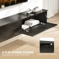 HOMCOM Floating TV Stand for TVs up to 75 Inch, 70.9" TV Cabinet, Entertainment Center with 2 Flip Doors, High Gloss Black(m-5)