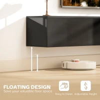 HOMCOM Floating TV Stand for TVs up to 75 Inch, 70.9" TV Cabinet, Entertainment Center with 2 Flip Doors, High Gloss Black(m-4)