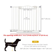 PawHut Extra Tall Dog Gate with Door, Pressure Fit, Auto Close, Double Locking for Doorways Hallways Stairs, 29"-37", White(m-3)