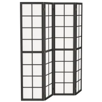 HOMCOM 4 Panel Room Divider, 5.6 ft Folding Wall Divider Room Partition for Home Office, Bedroom, Living Room, Black(m-2)