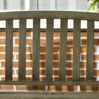 Outsunny Outdoor Garden Bench, Metal Bench, Wood Look Slatted Frame Furniture for Patio, Park, Porch, Lawn, Yard, Deck, Black(m-6)