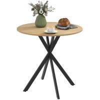 HOMCOM 31.5" Industrial Round Dining Table - White Oak(m-11)