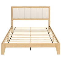 HOMCOM Full Size Platform Bed Frame with Headboard, Oak