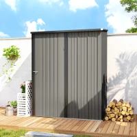 Outsunny 5' x 3' Outdoor Storage Shed, Steel Garden Shed with Single Lockable Door, Tool Storage Shed for Backyard, Grey(m-8)