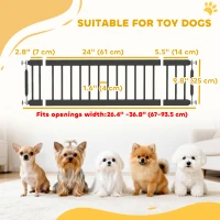 PawHut 26"-37" Dog Gate, Adjustable Pet Gate, Fits 10" Tall with 2 Extension, Pressure Mount Kit for Stairs and Doorways, Black(m-3)