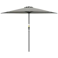 Outsunny 9ft Half Round Umbrella Outdoor Patio Garden Balcony Parasol Window Sun Shade w/ 5 Ribs Light Grey(m-2)