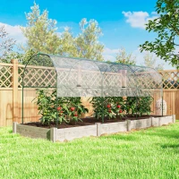 Outsunny Tunnel Tomato Greenhouse with 4 Hoops and Top Tap, Pointed Bottom and Guy Ropes, 157.5" x 48.4" x 67.3", Clear(m-7)