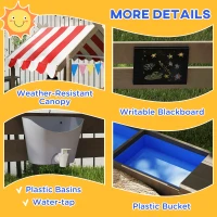 Outsunny Outdoor Wooden Sandbox with Cover for 3-7 Years Old, Backyard, Grey(m-7)