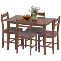 HOMCOM 5-Piece Solid Wood Dining Table Set for 4, Farmhouse Kitchen Table with Upholstered Chairs for Dining Room, Light Brown(m-1)