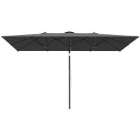 Outsunny Double-Sided Patio Umbrella Parasol with Tilt, Adjustable Height, Vents and 12 Ribs, for Garden, Deck, Grey(m-2)