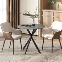 HOMCOM 31.5" Industrial Round Dining Table - Distressed Grey(m-8)