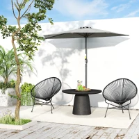 Outsunny 9ft Half Round Umbrella Outdoor Patio Garden Balcony Parasol Window Sun Shade w/ 5 Ribs Light Grey(m-8)