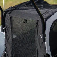 PawHut 2 in 1 Dog Bike Trailer, Dog Stroller with Safety Leash, Hitch, Flag, Reflectors, Cushion for Small Dogs, Grey(m-10)