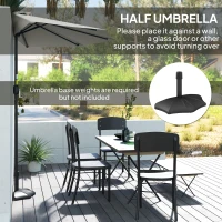 Outsunny 9ft Half Round Umbrella Outdoor Patio Garden Balcony Parasol Window Sun Shade w/ 5 Ribs Light Grey(m-5)