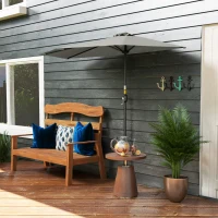 Outsunny 9ft Half Round Umbrella Outdoor Patio Garden Balcony Parasol Window Sun Shade w/ 5 Ribs Light Grey(m-10)