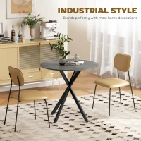 HOMCOM 31.5" Industrial Round Dining Table - Distressed Grey(m-5)