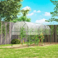 Outsunny Tunnel Tomato Greenhouse with 4 Hoops and Top Tap, Pointed Bottom and Guy Ropes, 157.5" x 48.4" x 67.3", Clear(m-1)