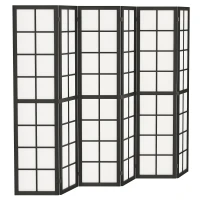 HOMCOM 6 Panel Room Divider, 5.6 ft Folding Wall Divider Room Partition for Home Office, Bedroom, Living Room, Black(m-2)
