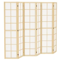 HOMCOM 6 Panel Room Divider, 5.6 ft Folding Wall Divider Room Partition for Home Office, Bedroom, Living Room, Natural Wood(m-2)