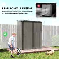 Outsunny 5' x 3' Outdoor Storage Shed, Steel Garden Shed with Single Lockable Door, Tool Storage Shed for Backyard, Grey(m-6)