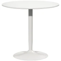 HOMCOM Modern Kitchen Table for 2 People, Round Dining Table with Steel Base for Living Room, Dining Room, White(m-11)