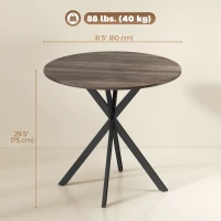 HOMCOM 31.5" Industrial Round Dining Table - Distressed Dark Brown(m-3)